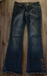 Vtg Wet Seal Low Rise Dark Wash Flare Jeans Embroidered Sz 7 Photo 0