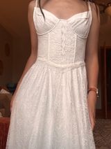 NWT Lulus White Lace Corset Maxi Dress Photo 0
