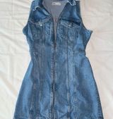 Zara Blue Denim Zip Dress Photo 0