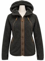 KÜHL Black Charcoal Sherpa Fleece Hooded Jacket Zip Front Size L Photo 0