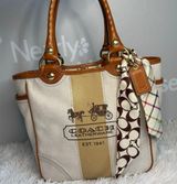y2k COACH 2007 11791 Heritage Striped Tote Handbag Photo 0