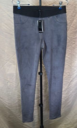Premise Gray Faux-Suede Leggings with Black Elastic Waistband Photo 0