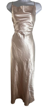 Birdy Grey Lisa Satin Cowl Neck Maxi Dress Champagne Gold XS Bridesmaid‎ Formal Photo 0