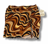 Altar'd State‎ Brown Retro Psychedelic Swirl Ruched Mini Skirt Photo 0