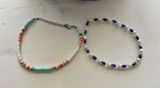 Set‎ of 2 Beaded anklets Colorful Disc Beads Pearl Navy Seed Beads Photo 0