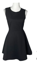 Lulus Women's Black Lace Open Back Skater Short Dress Size M Cocktail Fit & Flare Photo 0
