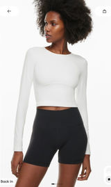 Cropped Butter Long Aritzia Crewneck Sleeve Shirt Photo 0