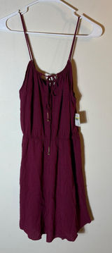 NWT Intimately Free People Burgundy Tie Front Mini Dress Size Medium‎ Photo 0