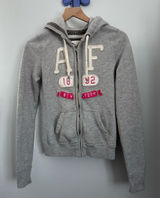 Abercrombie & Fitch Medium Full Zip Hoodie Classic Y2K 2000s Logo‎ Grey Photo 0