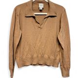 Calvin Klein Womens Camel Tan 100% Cotton Long Sleeve Polo Sweater Large Photo 0