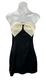 NEW Princess Polly Kesy Bow Black Strapless Bandeau Tube A Line Mini Dress Sz 4 Photo 0