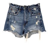 Abercrombie & Fitch Mom Shorts‎ High Rise Distressed Frayed Denim 00 Photo 0