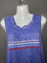 Peloton Tank Top Womens Medium Blue Scoop Neck Striped Logo Relaxed Fit Athletic Photo 0