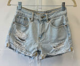 PacSun Mom Shorts Light Wash Distressed Denim High Waisted Size 23 Festival Photo 0