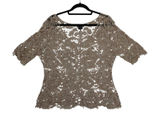 Questions by Say What? Beige Cotton‎ Crochet Lace Cardigan Top V-Neck Large Photo 0