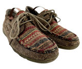 Roper Driving Moccasin Fair Isle Aztec Lace Up Round Toe Leather Tan 5.5 Photo 0