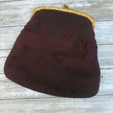 American Vintage VTG 60s Garay Purse Clutch Brown Fabric Gold Flowers Rhinestone‎ Kisslock MCM Photo 0