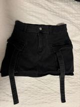 Black denim cargo skirt Photo 0