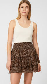 Altar’d State Brown Floral Ruffle Mini Skirt XS NWT Boho‎ Cottagecore Photo 0