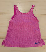 Nike Girls' Pink Striped Athletic Tank with Navy Swoosh Photo 0