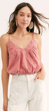 Free People Another Day In Paradise Tank Embroidered Halter Crop Pink Small Photo 0