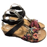 Papillio by Birkenstock Lola Wedge Sandal Size 37 Floral Ankle Strap Leather NEW Photo 0
