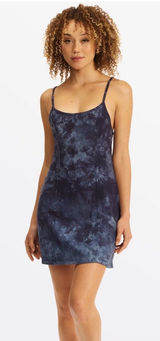 Billabong Womens Tie Dye Mini Dress Navy Blue Spaghetti Strap Beach Cover Up S Photo 0