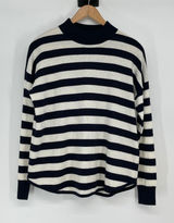 Madewell Merino Wool Alpaca Blend Striped Mock Neck Sweater Size L Preppy Cozy Photo 0