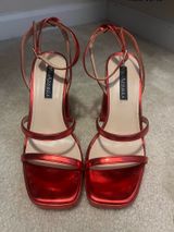 MiraAzzurra Red Shimmery Platform Heels Photo 0