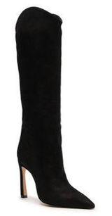 SCHUTZ Maryana Sculpt Pointed Toe High Heel Boots Shoe Black Nubuck Leather Sz 9 Photo 0