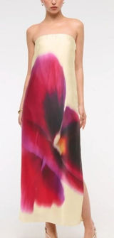 Abercrombie & Fitch Julia Hibiscus Flower Cream Midi Dress NWT Size M Photo 0