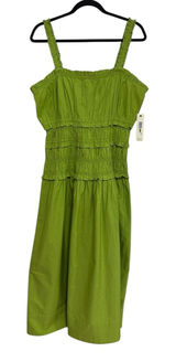 NEW Eliza J Smocked 100% Cotton Poplin Midi Tank Dress Bright Green - Size 14 Photo 0