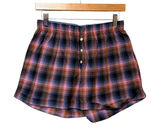 Intimately Free People Plaid Flannel Sleep Shorts Pink Blue Button Fly small P Photo 0