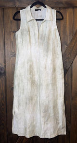 Acquamarine 100% Linen Made In Italy Midi Dress Lagenlook Artisan Chic‎ Sz 4 Photo 0