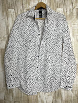 H&M Womens Slim Fit Blouse Size S Button Up White w/ Blue‎ Floral Photo 0