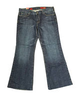 Express E2 Eva Full Leg Flared Jeans Size 31 Mid-Rise Stretch‎ Dark Wash Denim Photo 0