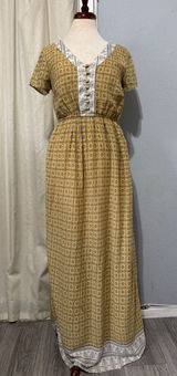 Emberley Women Yellow Geometric Print Maxi Dress Short Sleeve V‎ Neck Bohemian S Photo 0