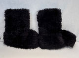 Black Shaggy Faux Fur Boot Covers Rave Festival Monster Leg Warmers Tinsel m/l‎ Photo 0