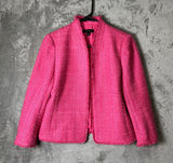 Ann Taylor Pink Tweed Open Front Blazer Office Career Boss Babe Soft Glam Size 2 Photo 0