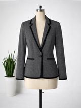 Express Ponte Stretch Knit Academy Blazer with Piped Trim Photo 0