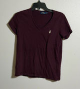 Polo by‎ Ralph Lauren Women's Burgundy V-Neck Top Minimalist size M Photo 0