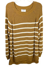 Old Navy XL Sweater Mustard Striped Crew Raglan Academia Fall Knit Office 214 Photo 0