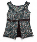 Agenda Y2K paisley babydoll tank top with teal, brown, and beige colors Photo 0