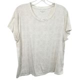 Athleta XL Top Short Sleeve Cotton Snakeskin White Cream Boxy Layering Base 593 Photo 0