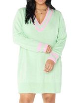 Show Me Your MuMu Hartford Sweater Dress Mint Green Pink Trim Oversized XXL Photo 0
