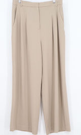 HM Womens Beige Wide Leg Pleated High Waist Dress Pants Trousers Size 12 Photo 0