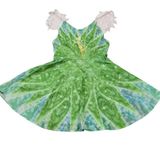 Tinkerbell Green Fairy Dress With Leafy wing Sleeves & Sparkling Small Photo 0
