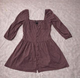BDG Urban Outfitters Mauve Brown Puff Sleeve Button Front Mini Dress Size Small Photo 0