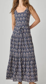 Pink Chicken New York Marilyn Dress 100% cotton block print maxi size S Photo 0