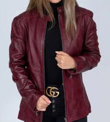 Burgundy Faux Leather Bomber Jacket No Size See Measurements EUC Photo 0